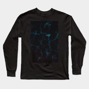 Abstract Blue Lines Resembling Star Constellation on Black Background Long Sleeve T-Shirt